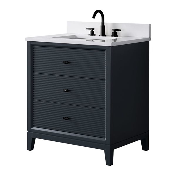 Vanity Art 30-in W x 22-in D x 38-in H Single Sink Freestanding Bath Vanity w/ Engineered Marble Top - Spruce Blue