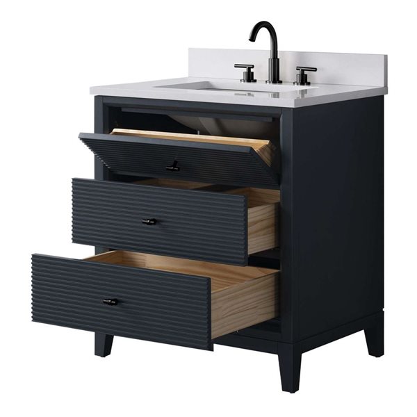 Vanity Art 30-in W x 22-in D x 38-in H Single Sink Freestanding Bath Vanity w/ Engineered Marble Top - Spruce Blue