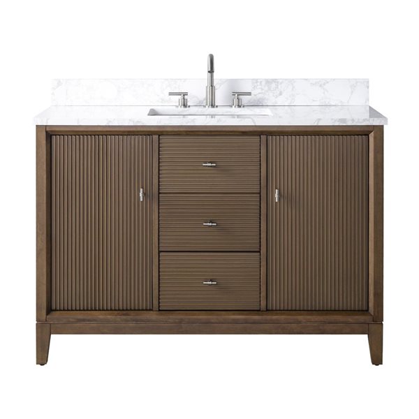 Vanity Art 48-in W x 22-in D x 38-in H Single Sink Freestanding Bath Vanity in Walnut with Engineered Marble Top