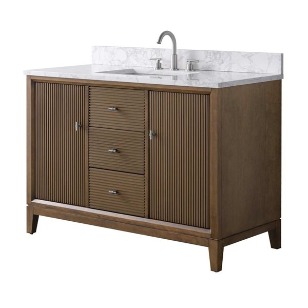 Vanity Art 48-in W x 22-in D x 38-in H Single Sink Freestanding Bath Vanity in Walnut with Engineered Marble Top