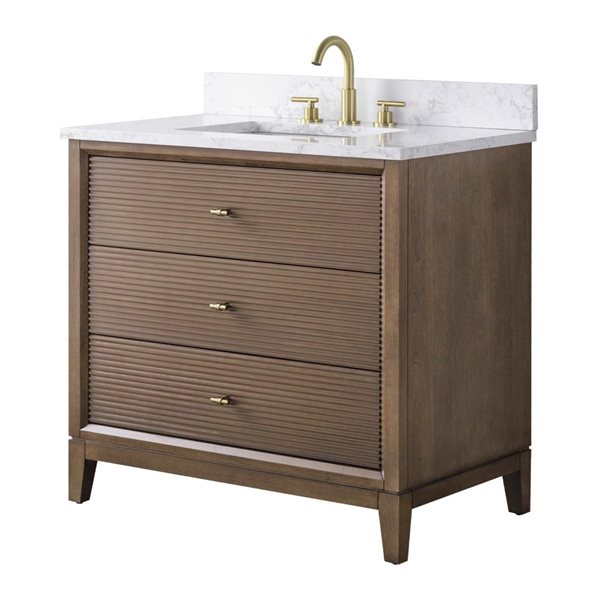 Vanity Art 36-in W x 22-in D x 38-in H Single Sink Freestanding Bath Vanity in Walnut with Engineered Marble Top
