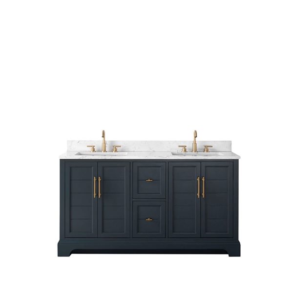Vanity Art 60-in W x 22-in D x 38-in H Double Sink Bath Vanity in Vintage Spruce Blue with Engineered Marble Top