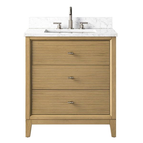 Vanity Art 30-in W x 22-in D x 38-in H Single Sink Freestanding Bath Vanity in Natural Oak with Engineered Marble Top