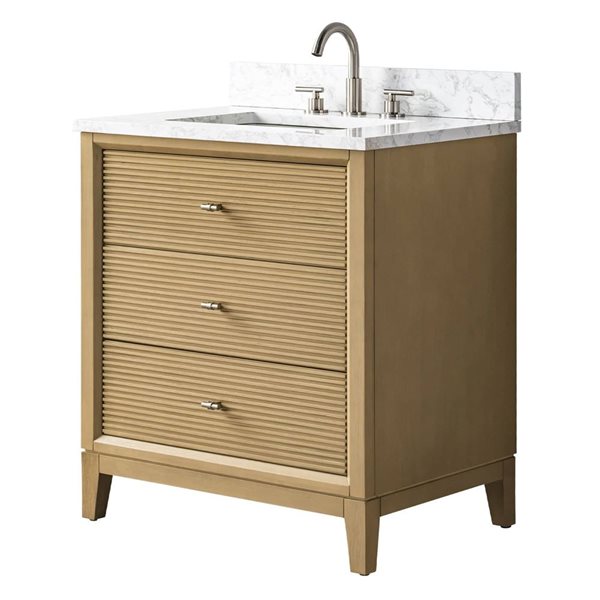 Vanity Art 30-in W x 22-in D x 38-in H Single Sink Freestanding Bath Vanity in Natural Oak with Engineered Marble Top
