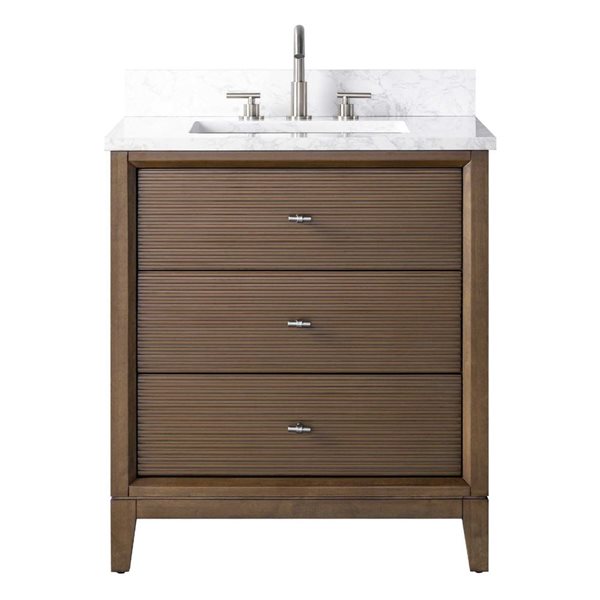 Vanity Art 30-in W x 22-in D x 38-in H Single Sink Freestanding Bath Vanity in Walnut with Engineered Marble Top