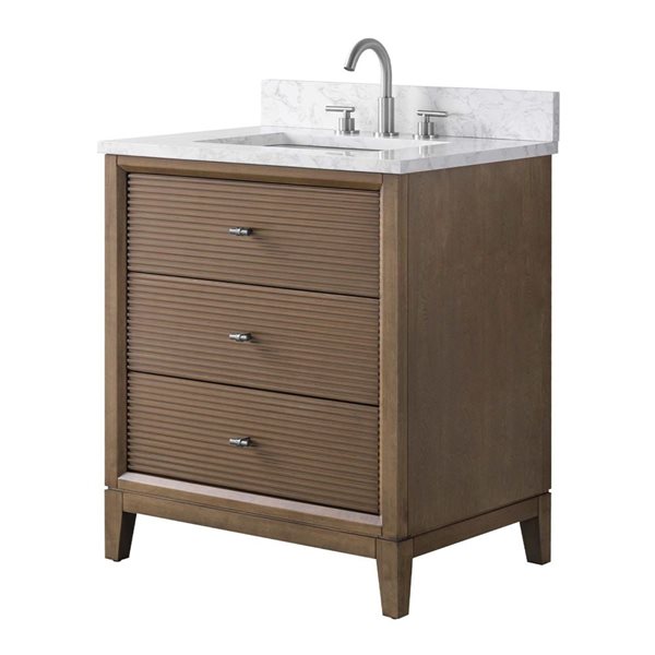 Vanity Art 30-in W x 22-in D x 38-in H Single Sink Freestanding Bath Vanity in Walnut with Engineered Marble Top