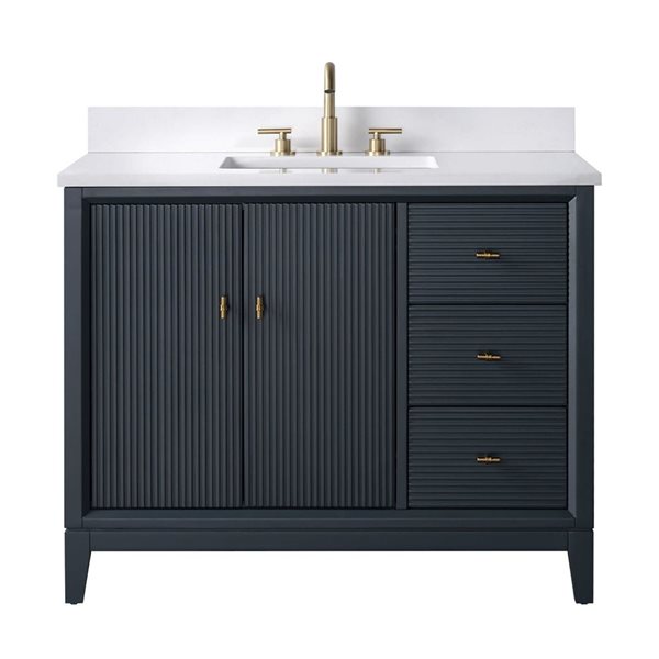 Vanity Art 42-in W x 22-in D x 38-in H Single Sink Freestanding Bath Vanity w/ Engineered Marble Top - Spruce Blue