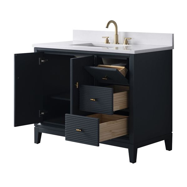 Vanity Art 42-in W x 22-in D x 38-in H Single Sink Freestanding Bath Vanity w/ Engineered Marble Top - Spruce Blue