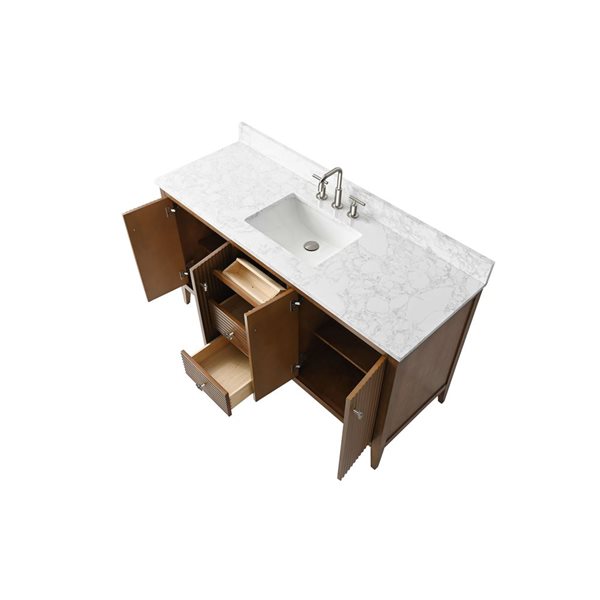 Vanity Art 60-in W x 22-in D x 38-in H Single Sink Bathroom Vanity in Walnut with Engineered Marble Top