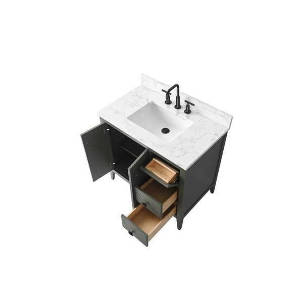Vanity Art 36-in W x 22-in D x 38-in H Single Sink Bathroom Vanity w/ Engineered Marble Top - Linear Vintage Green