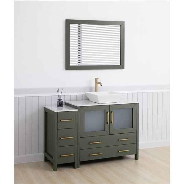 Vanity Art 48-in W x 18-in D x 36-in H Single Sink Bath Vanity w/ Engineered Marble Top and Mirror - Vintage Green