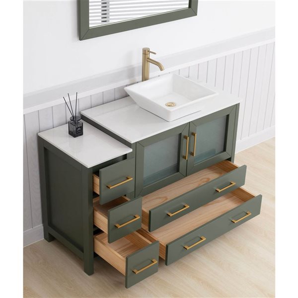 Vanity Art 48-in W x 18-in D x 36-in H Single Sink Bath Vanity w/ Engineered Marble Top and Mirror - Vintage Green