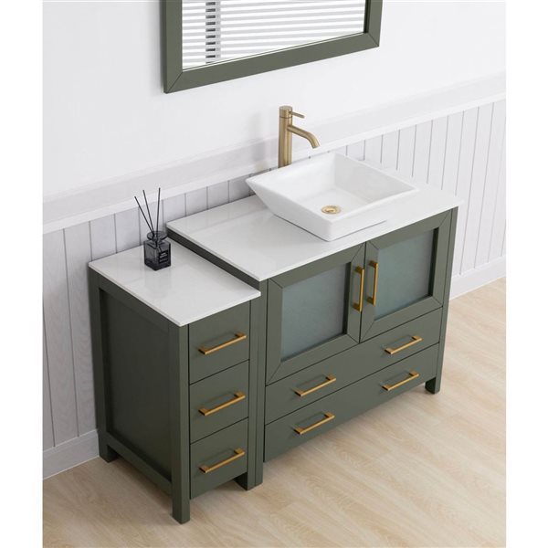 Vanity Art 48-in W x 18-in D x 36-in H Single Sink Bath Vanity w/ Engineered Marble Top and Mirror - Vintage Green