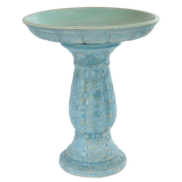 Sunnydaze Decor Avignon 18.8-in Ceramic Bird Bath - Blue Lava