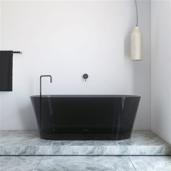 A&E Bath and Shower Amira 28.7 x 60-in Transparent Black Acrylic Oval Center Drain Bathtub