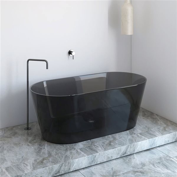 A&E Bath and Shower Amira 28.7 x 60-in Transparent Black Acrylic Oval Center Drain Bathtub