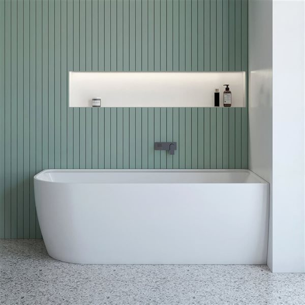 A&E Bath and Shower Silqua 31.5 x 67-in White Acrylic Right Rectangular Center Drain Bathtub