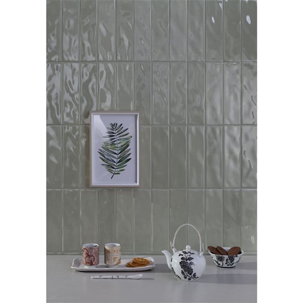 Eliane Prisma 3x10-in x 7-mm Ceramic Wall Tiles 5.6-ft² - Glossy Matcha - 30-Pack