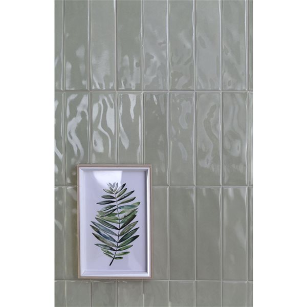 Eliane Prisma 3x10-in x 7-mm Ceramic Wall Tiles 5.6-ft² - Glossy Matcha - 30-Pack