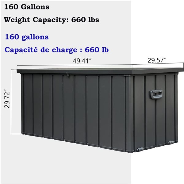Mondawe Metal Outdoor Storage Box - 605-L - Black