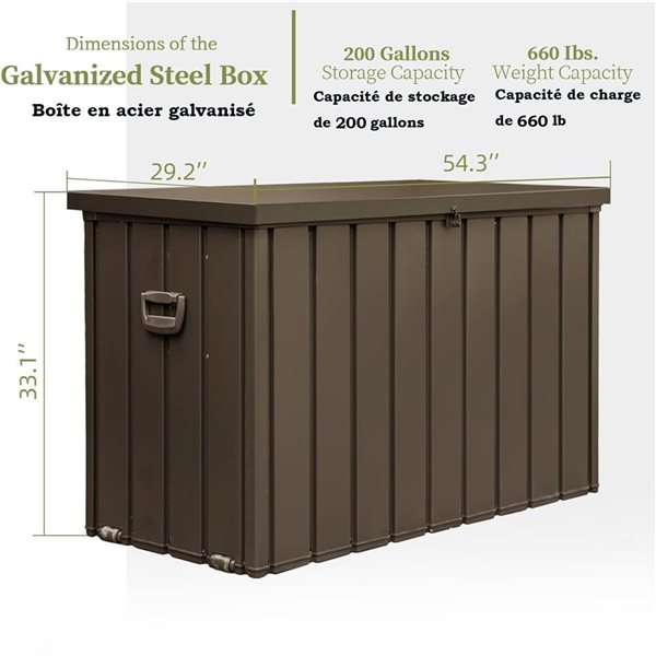 Mondawe Metal Outdoor Storage Box - 757-L - Brown