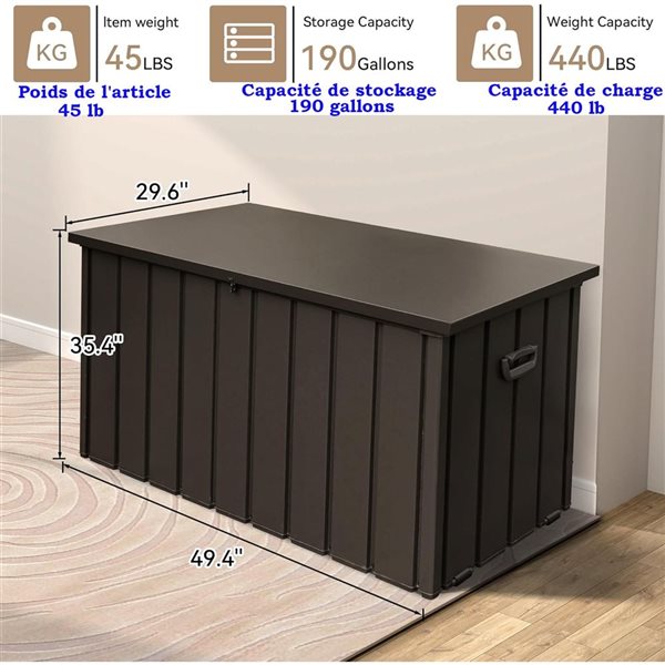 Mondawe Metal Outdoor Storage Box - 719-L - Brown