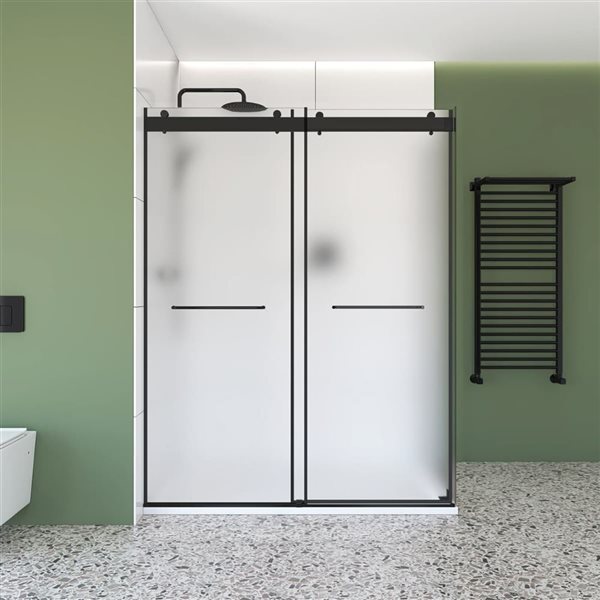 A&E Bath and Shower Molly Frosted Glass Shower Door 48-in - Left Side - Black