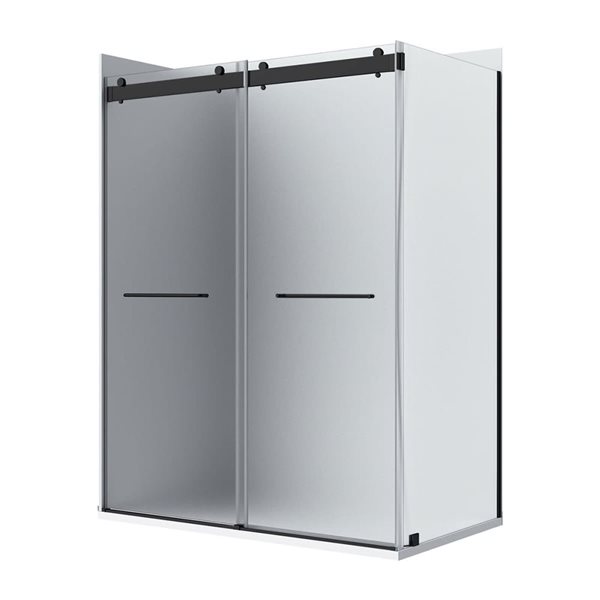 A&E Bath and Shower Molly Frosted Glass Shower Door 48-in - Left Side - Black