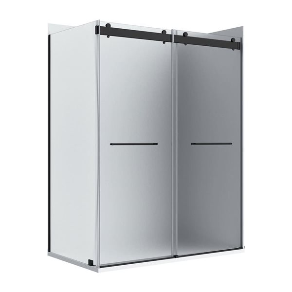 A&E Bath and Shower Molly Frosted Glass Shower Door 48-in - Right Side - Black