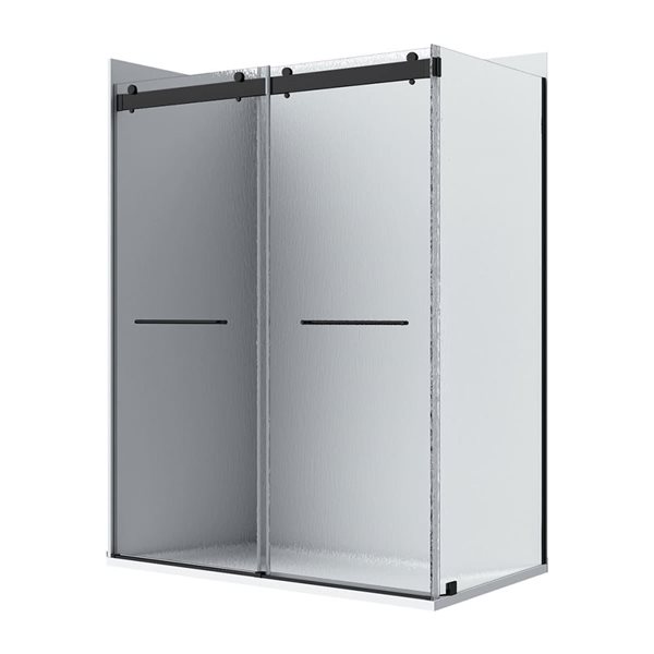 A&E Bath and Shower Molly Raindrop Glass Shower Door 48-in - Left Side- Black