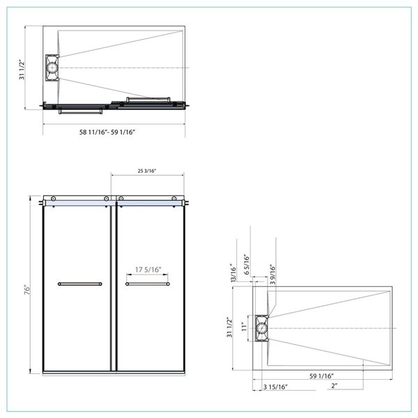 A&E Bath and Shower Molly Clear Glass Reversible Shower Door 60-in - Black