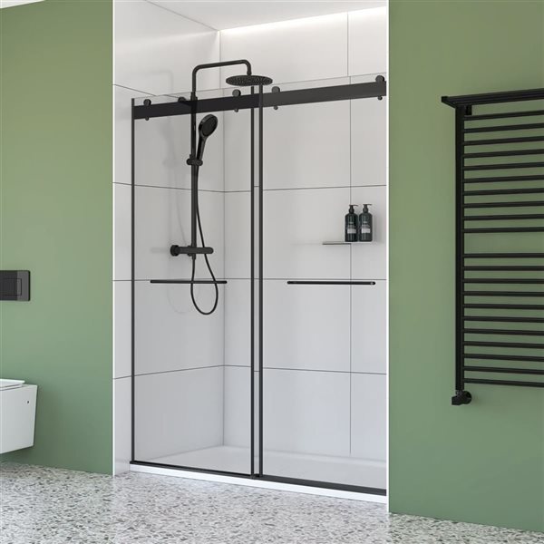 A&E Bath and Shower Molly Clear Glass Reversible Shower Door 60-in - Black
