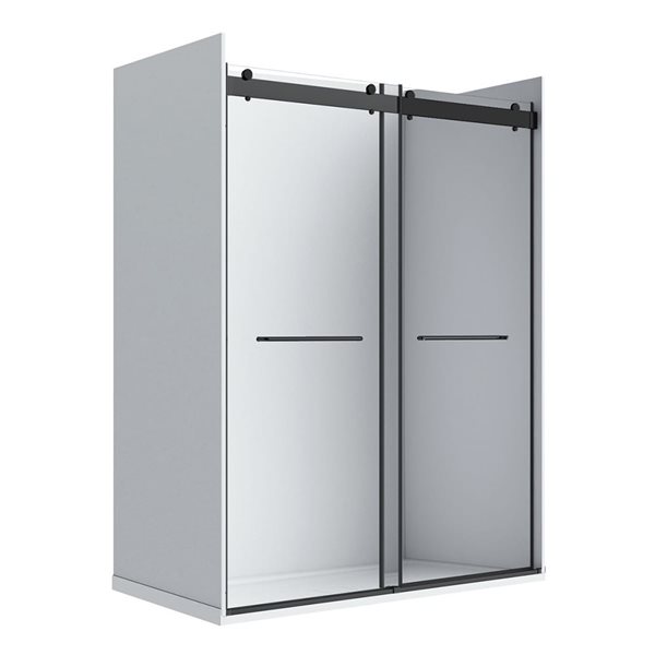 A&E Bath and Shower Molly Clear Glass Reversible Shower Door 60-in - Black