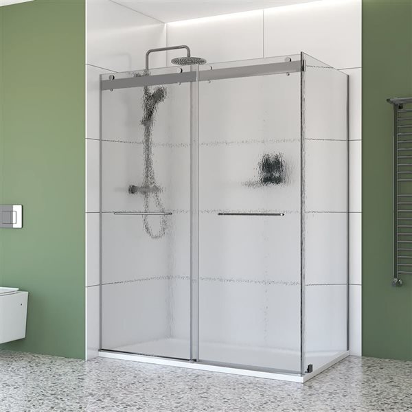 A&E Bath and Shower Molly Raindrop Glass Shower Door 48-in - Left Side - Chrome