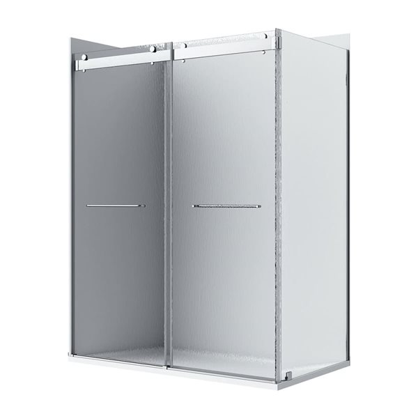 A&E Bath and Shower Molly Raindrop Glass Shower Door 48-in - Left Side - Chrome