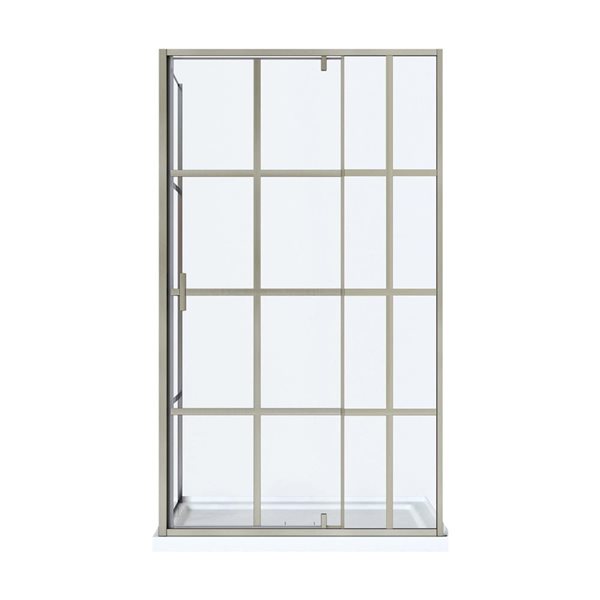 A&E Bath and Shower Tava Reversible Clear Glass Shower Door 48-in - Brushed Nickel