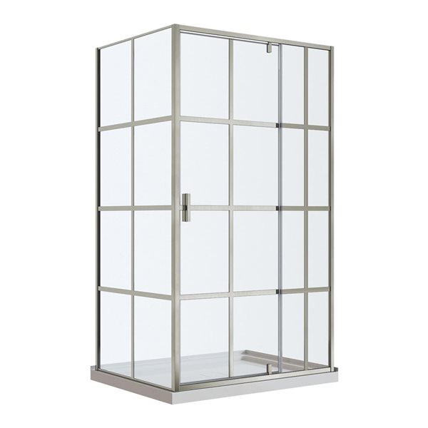 A&E Bath and Shower Tava Reversible Clear Glass Shower Door 48-in - Brushed Nickel
