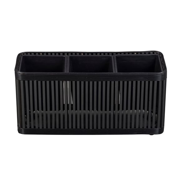 Grapevine Delbrook 11.8 x 15.4-in Black Recycled Wood & Wicker Rectangular Planter