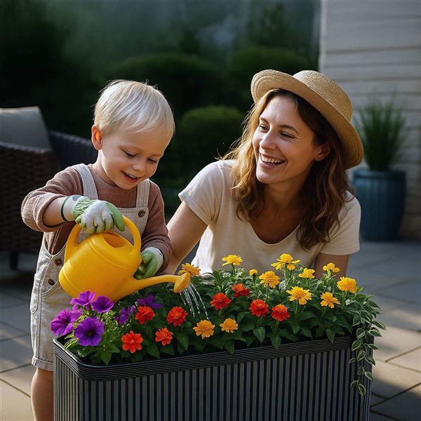 Grapevine Delbrook 11.8 x 15.4-in Black Recycled Wood & Wicker Rectangular Planter