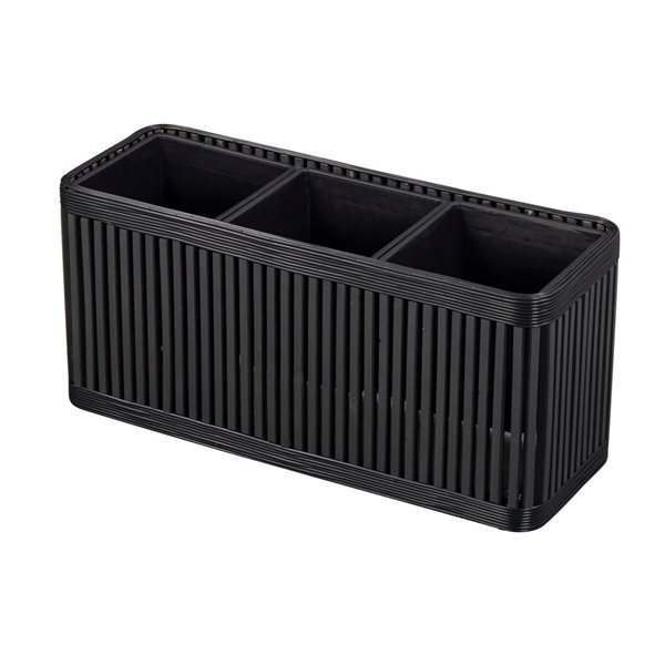 Grapevine Delbrook 11.8 x 15.4-in Black Recycled Wood & Wicker Rectangular Planter