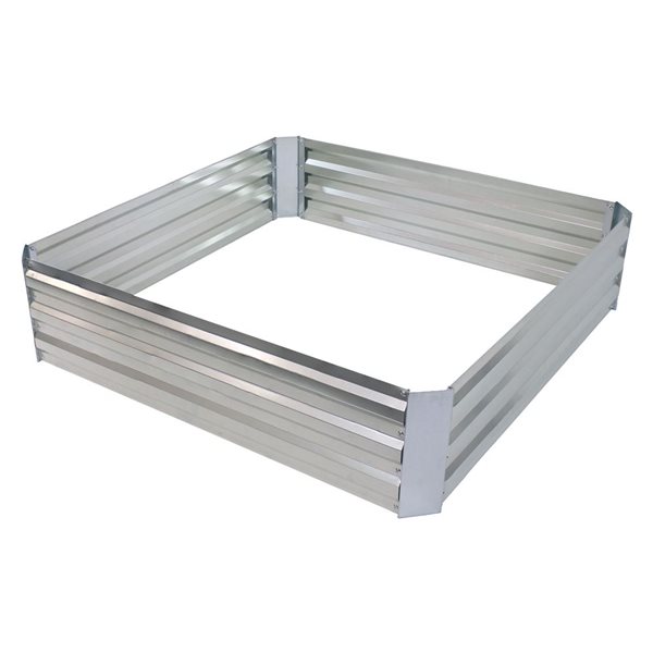 Sunnydaze Decor Square Galvanized Steel Raised Bed 4 x 4 x 1-ft - Silver