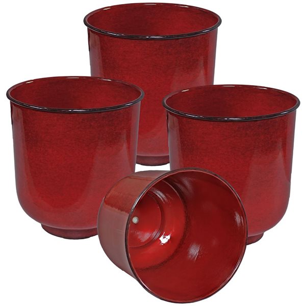 Sunnydaze Decor Vivian 11-in Metal Planters - Ruby Glaze - 4-Pack