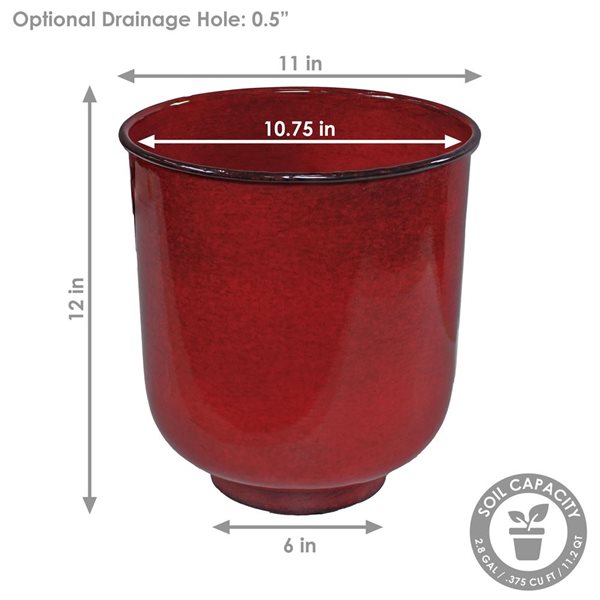 Sunnydaze Decor Vivian 11-in Metal Planters - Ruby Glaze - 4-Pack