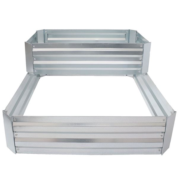 Sunnydaze Decor 2-Tier Galvanized Steel Raised Garden Bed 17.5-in H - Silver