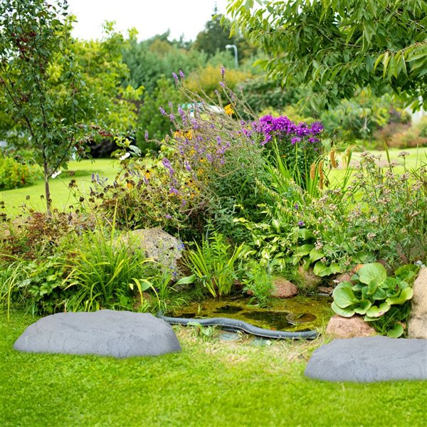 Sunnydaze Decor Flat Artificial Landscape Rocks w/ Stakes - Grey - 2-Pack