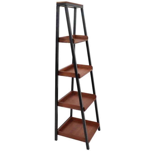 Sunnydaze Decor Indoor 4-Shelf Acacia Wood Ladder Bookshelf