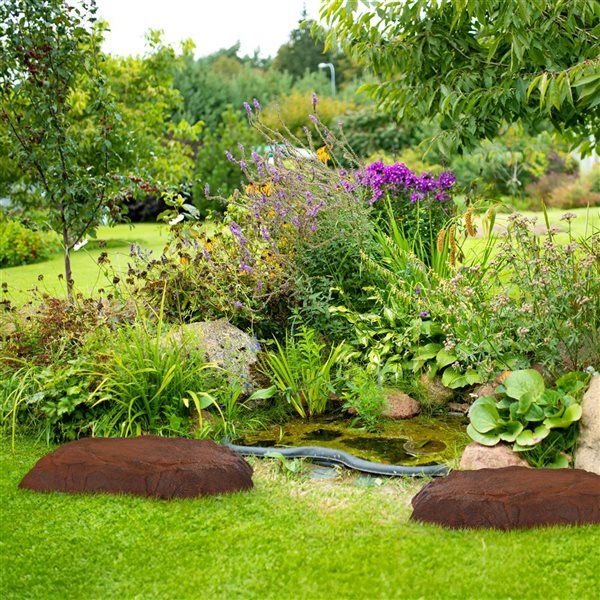 Sunnydaze Decor Flat Artificial Landscape Rocks w/ Stakes - Brown - 2-Pack
