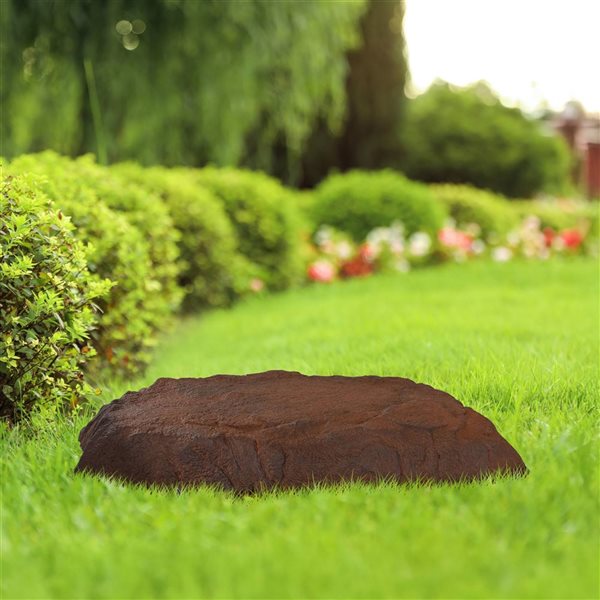 Sunnydaze Decor Flat Artificial Landscape Rocks w/ Stakes - Brown - 2-Pack