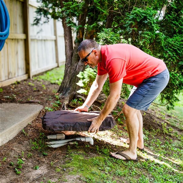 Sunnydaze Decor Flat Artificial Landscape Rocks w/ Stakes - Brown - 2-Pack
