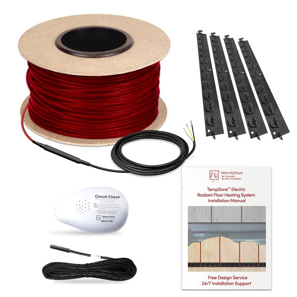 WarmlyYours TempZone 240V 864-ft Floor Heating Cable w/ GripStrips, Sensor and Circuit Check - 3.7 W/ft